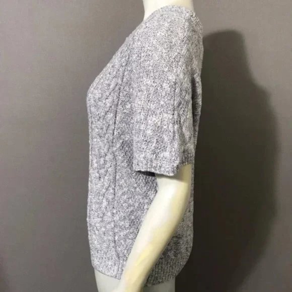 #80 Nine West Women's Crew Pullover Short Sleeve Cable Knit Sweater Gray Size M - Picture 4 of 9